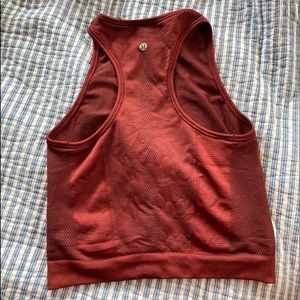 Red cropped lululemon tank